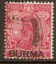 Burma 1937 3a Carmine. SG7.